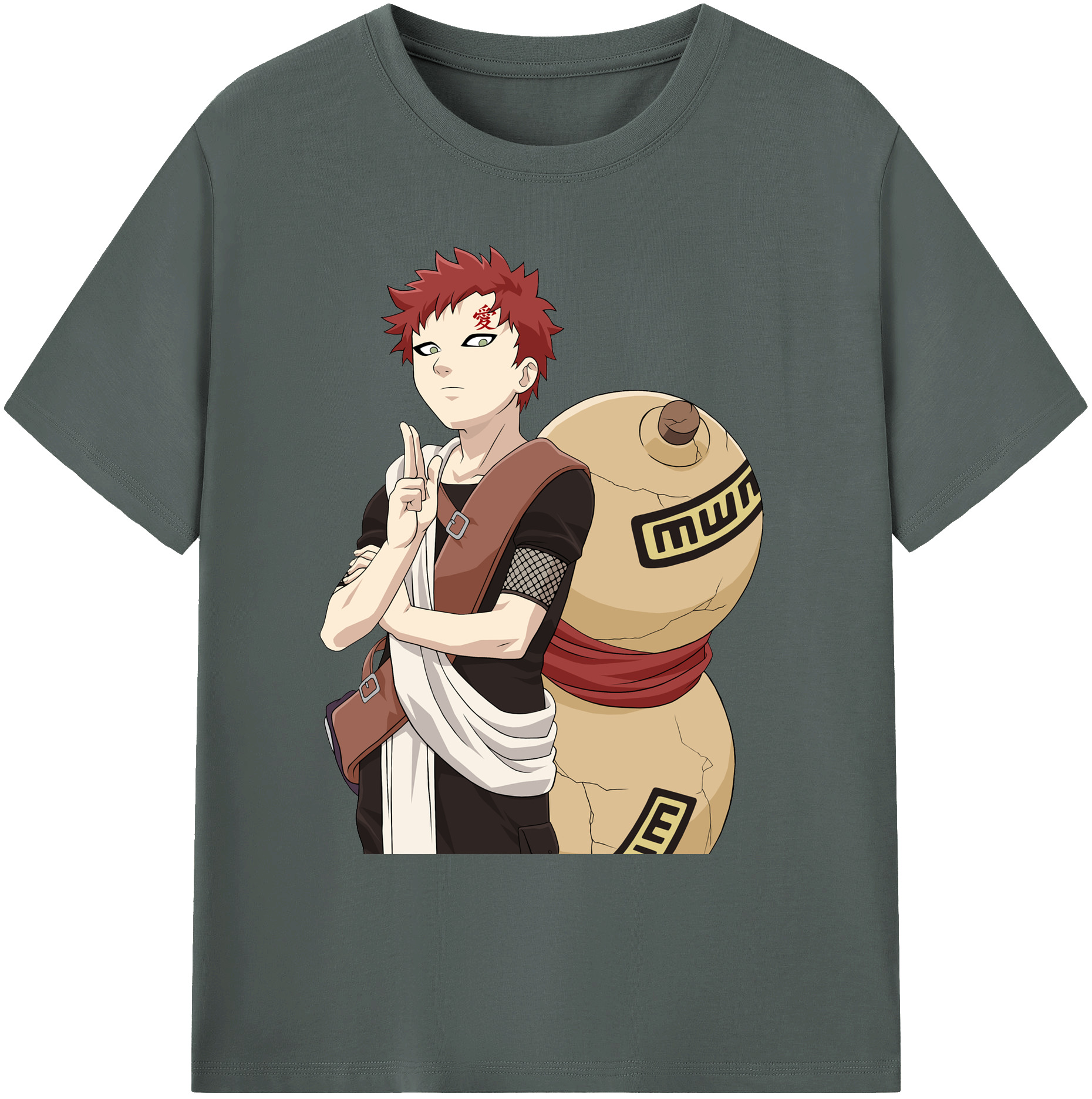 （画像用） NARUTO -ナルト- ガアラ Gaara 綿100％ メンズ半袖Tシャツ｜肌触りやわらか＆通気性